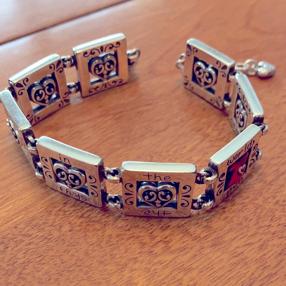 EUC Brighton Go Red for Women bracelet. Small silver tiles, ea w/a heart.